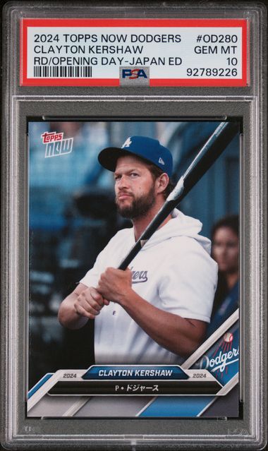 2024 Topps Now Los Angeles Dodgers Road To Opening Day Japan Edition Clayton Kershaw #Od280 Gem Mt 10 front