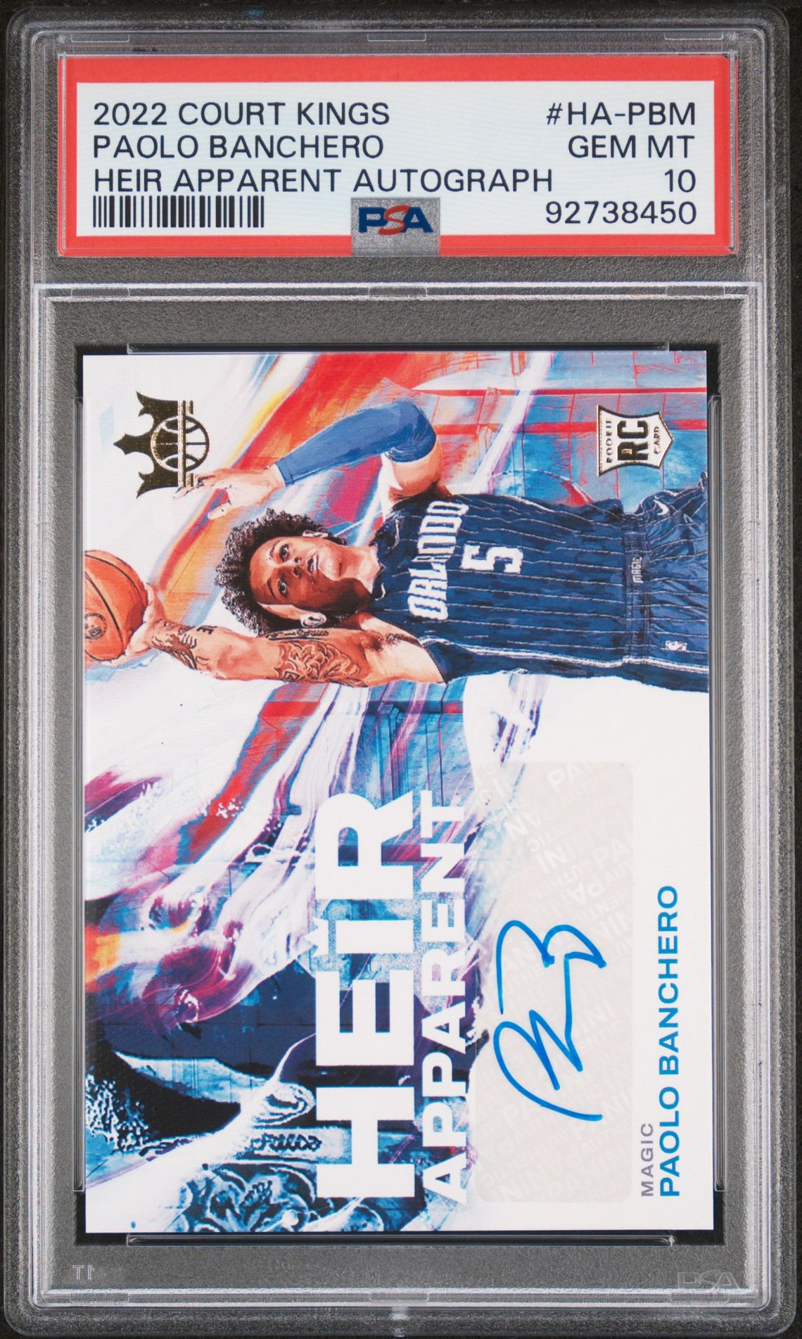 2022 Panini Court Kings Heir Apparent Autographs Paolo Banchero #Ha-Pbm (Heir Apparent Autograph) Gem Mt 10 front