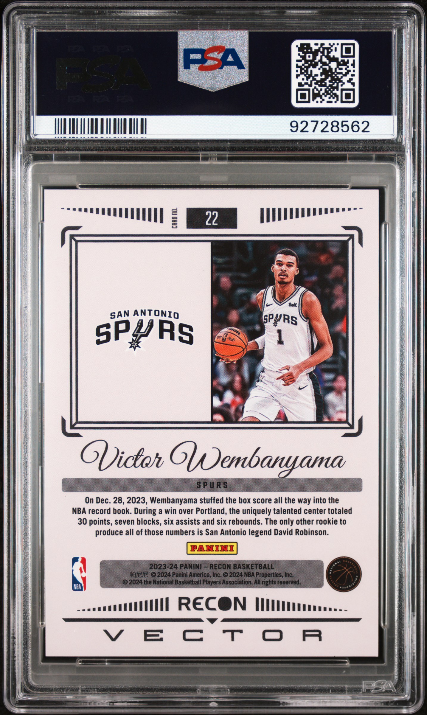 BMO Collection's 2023 Panini Recon Vector Victor Wembanyama #22