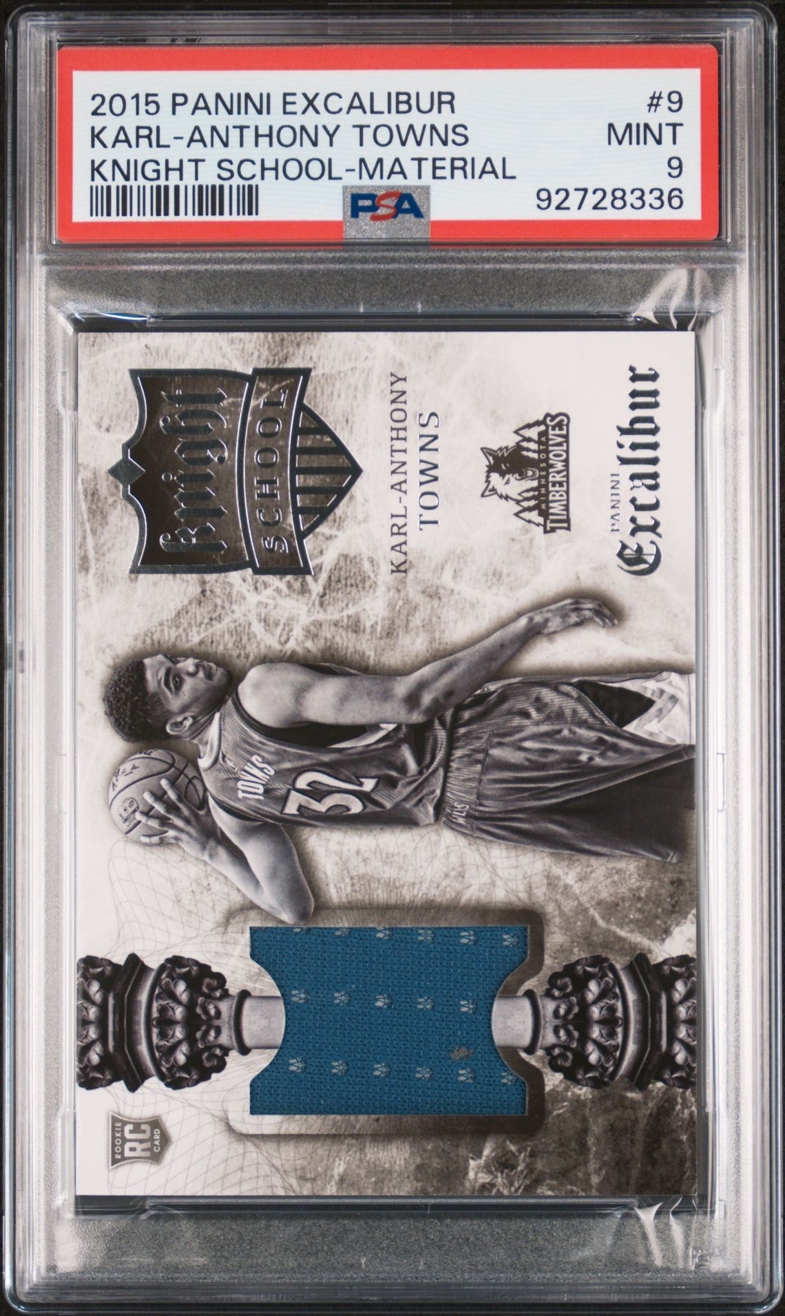 2015 Panini PANINI EXCALIBUR KNIGHT SCHOOL MATERIAL #9 Karl-Anthony Towns front