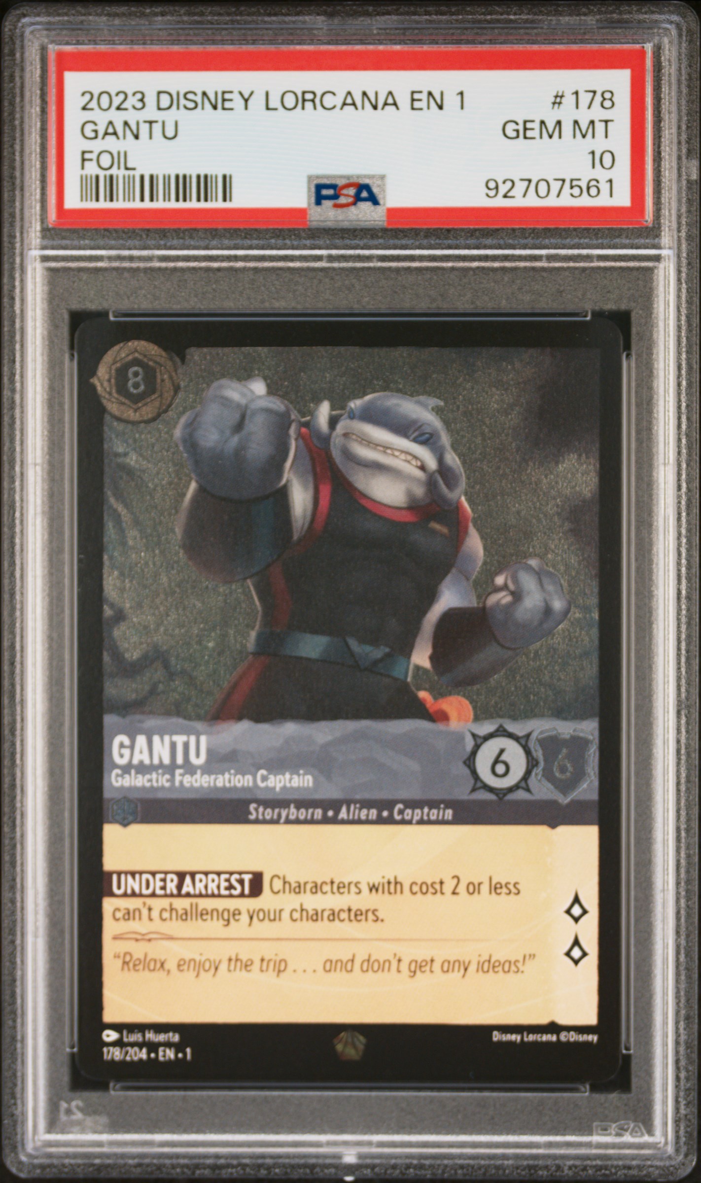 2023 #178 Gantu - Galactic Federation Captain PSA 10 Disney Lorcana EN 1-the First Chapter