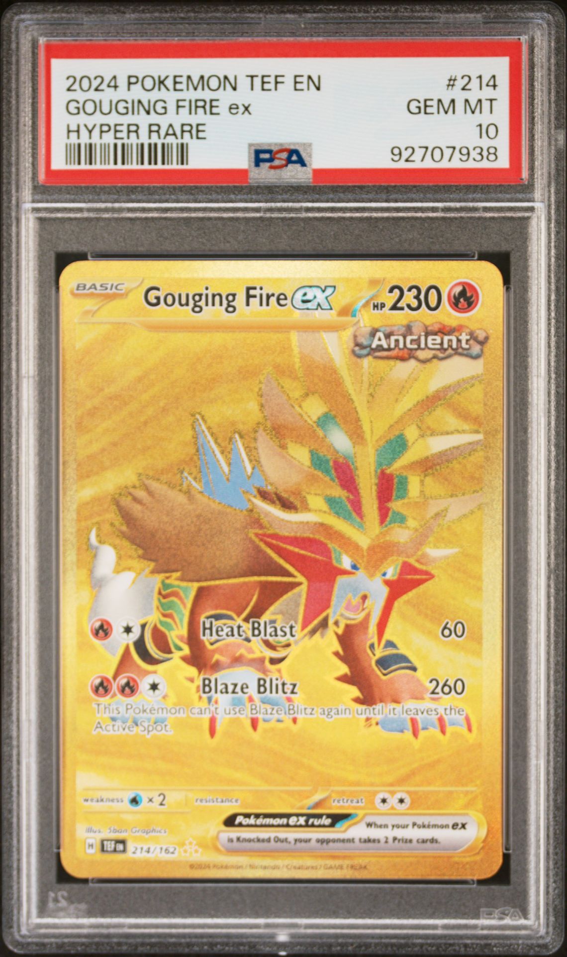 2024 Pokemon POKEMON TEF EN-TEMPORAL FORCES HYPER RARE #214 Gouging Fire Ex front