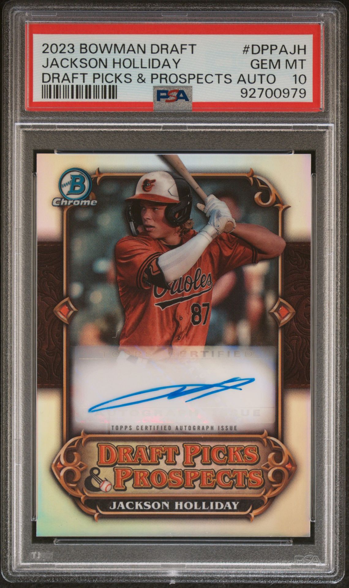 2023 Bowman BOWMAN DRAFT DRAFT PICKS & PROSPECTS AUTOGRAPH #DPPAJH Jackson Holliday front
