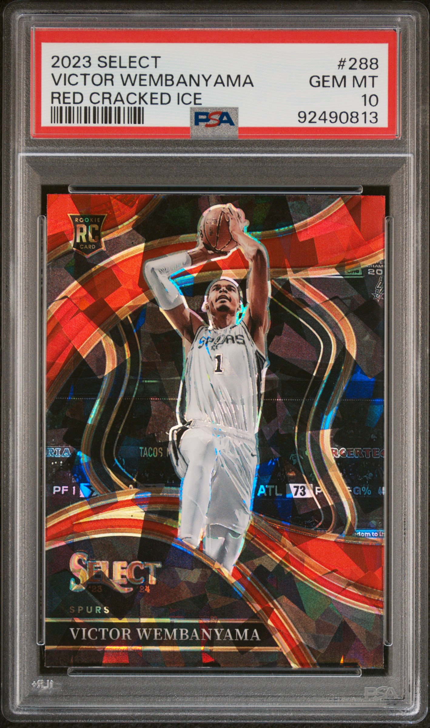 2023 Panini Select Victor Wembanyama #288 (Red Cracked Ice) Gem Mt 10 front