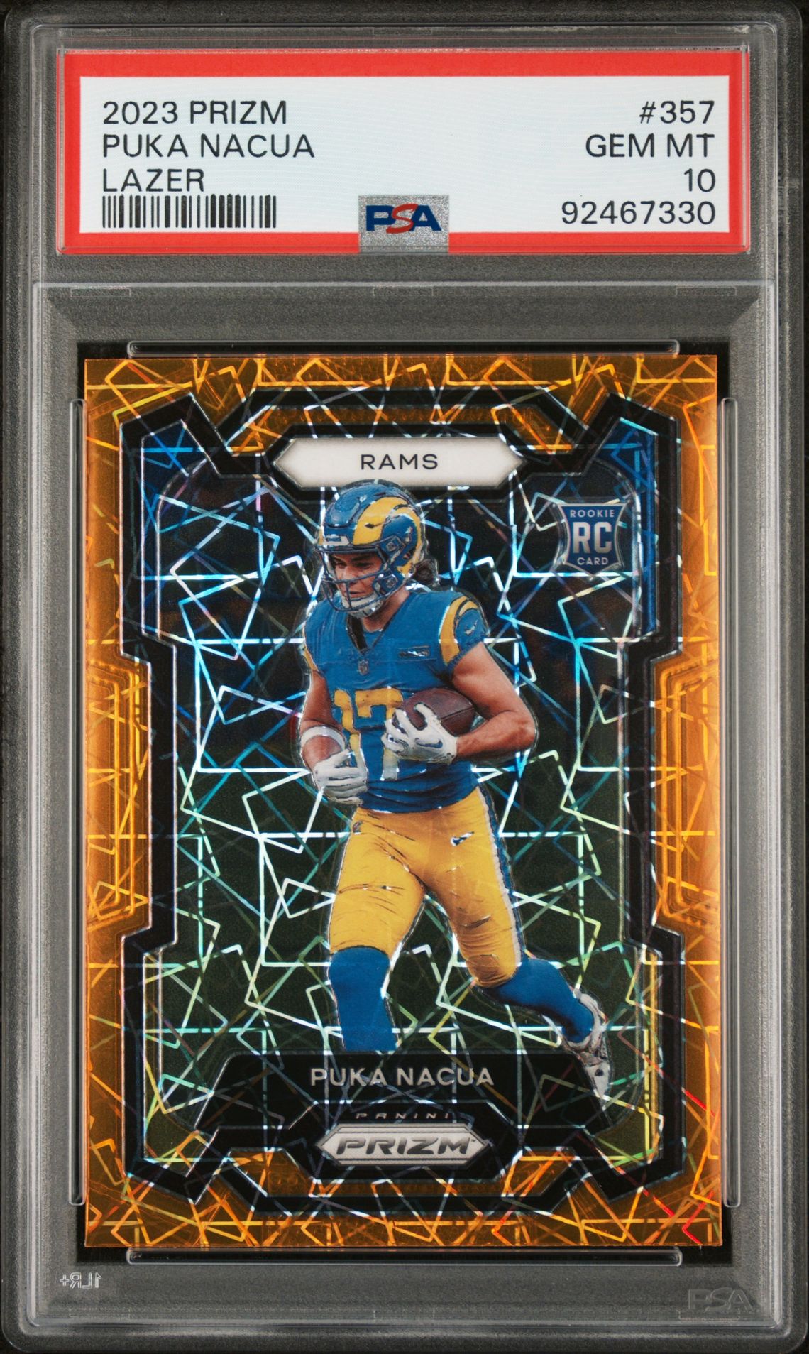 2023 Panini Prizm Puka Nacua #357 (Lazer Prizm) Gem Mt 10 front