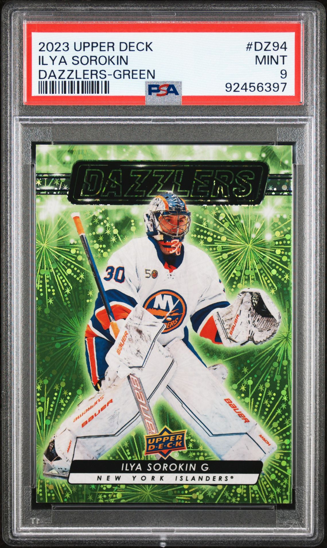 2023 Upper Deck UPPER DECK DAZZLERS GREEN #DZ94 Ilya Sorokin front
