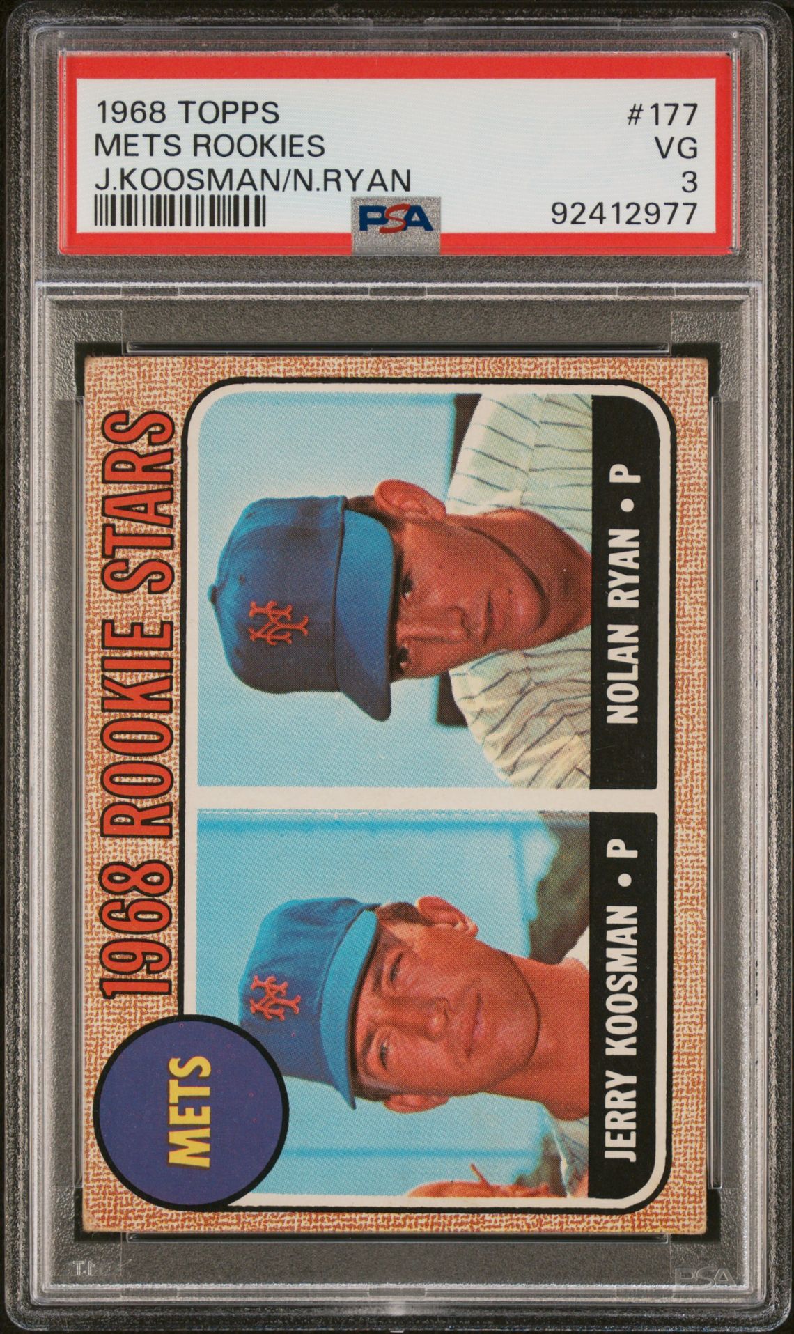 1968 Topps Mets Rookies #177 (J.koosman/N.ryan) Vg 3 front