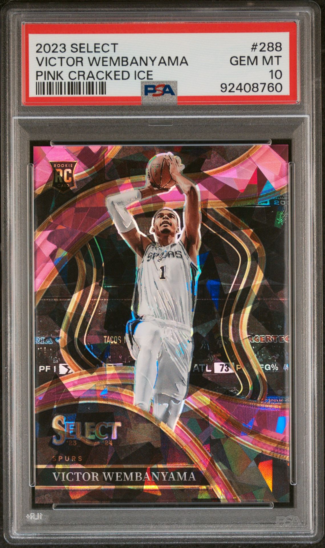 2023 Panini Select Victor Wembanyama #288 (Pink Cracked Ice) Gem Mt 10 front