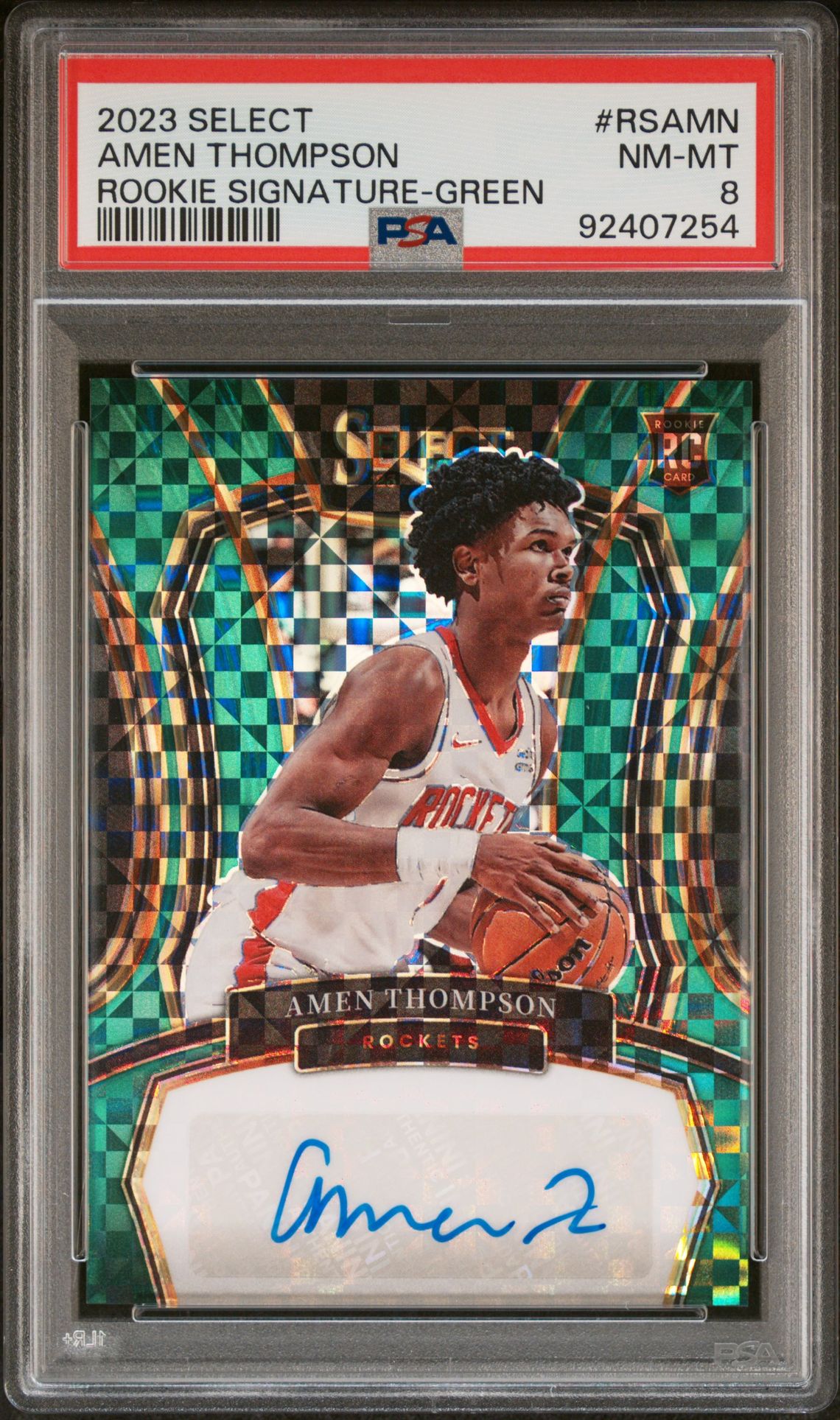 2023 Panini PANINI SELECT ROOKIE SIGNATURES GREEN PRIZM #RSAMN Amen Thompson front