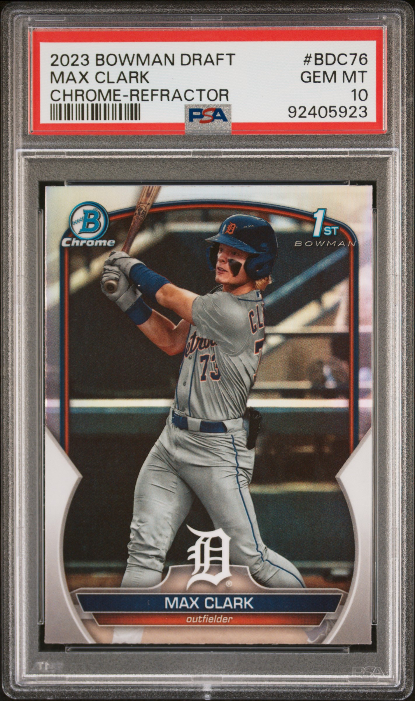 2023 Bowman Draft Max Clark #Bdc76 (Chrome-Refractor) Gem Mt 10 front