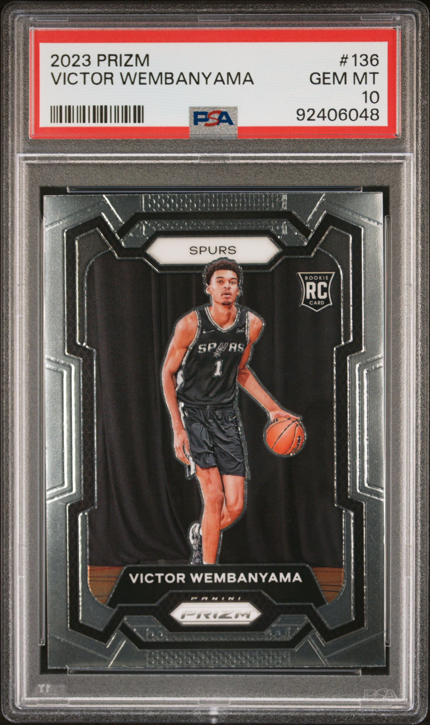 2023 Panini Prizm Victor Wembanyama #136 Gem Mt 10 front