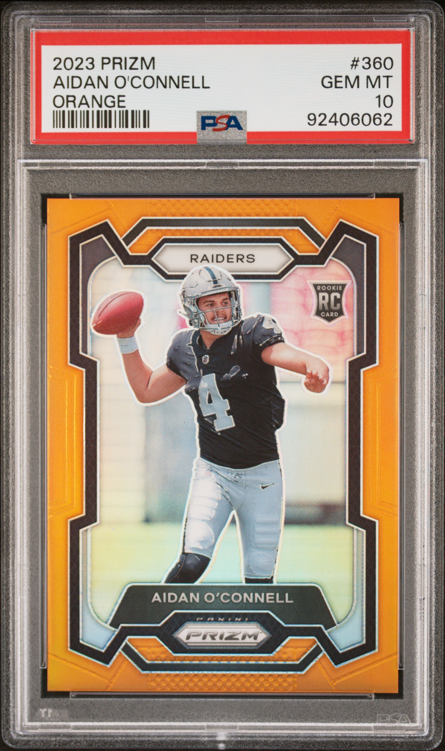 2023 Panini Prizm Aidan O'connell #360 (Orange Prizm) Gem Mt 10 front