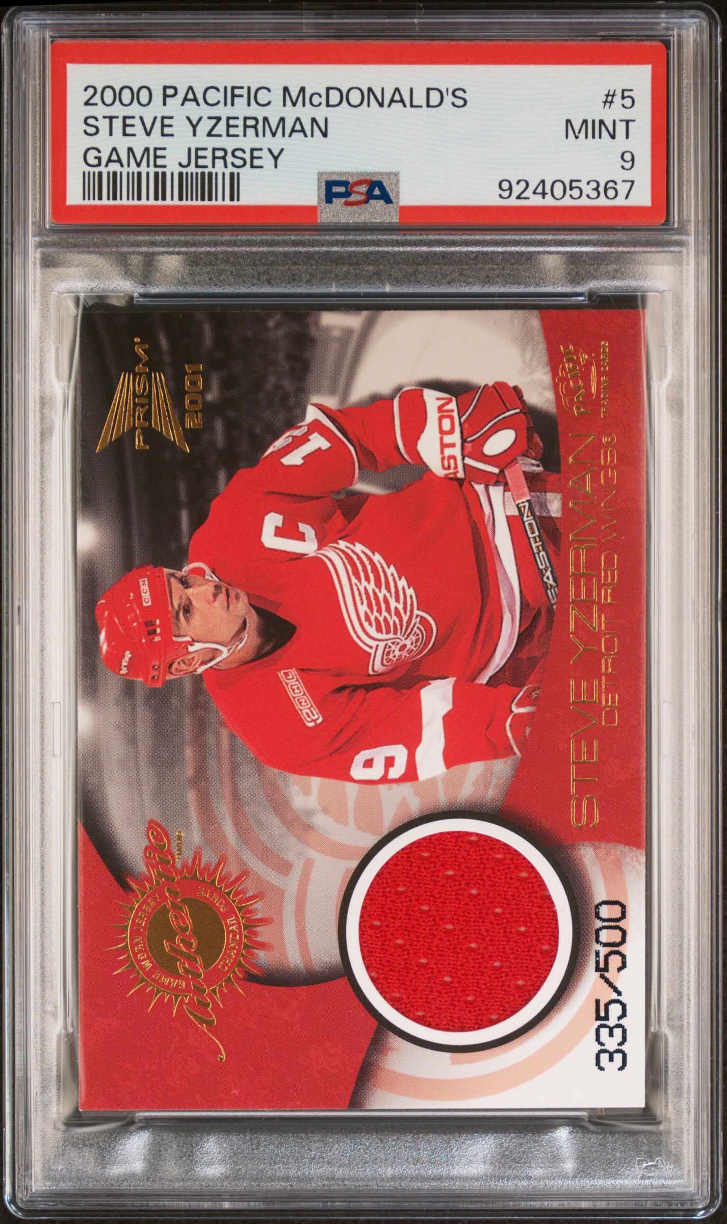 2000 Pacific Mcdonald's Game Jersey Steve Yzerman #5 (Game Jersey) Mint 9 front