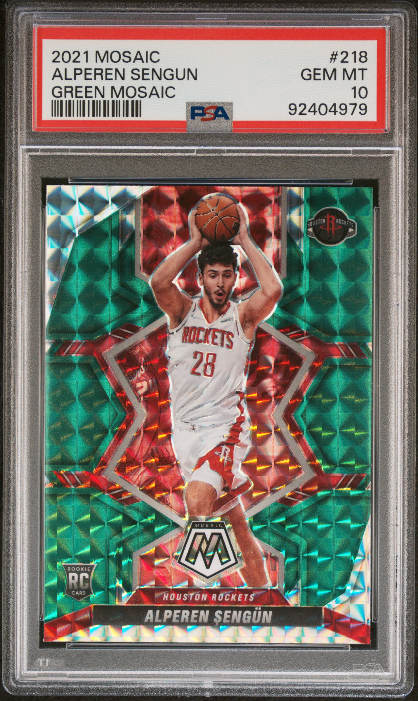 2021 Panini Mosaic Alperen Sengun #218 (Green Mosaic) Gem Mt 10 front