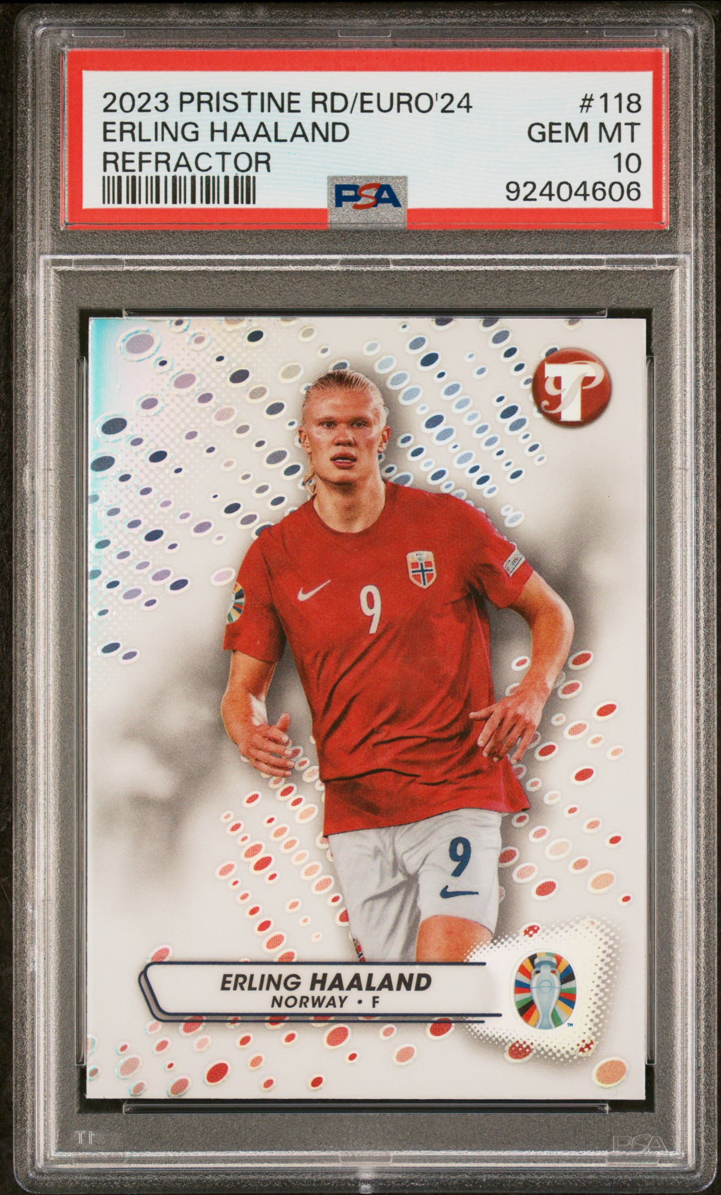 2023 Topps Pristine Road To Uefa Euro 2024 Erling Haaland #118 (Refractor) Gem Mt 10 front