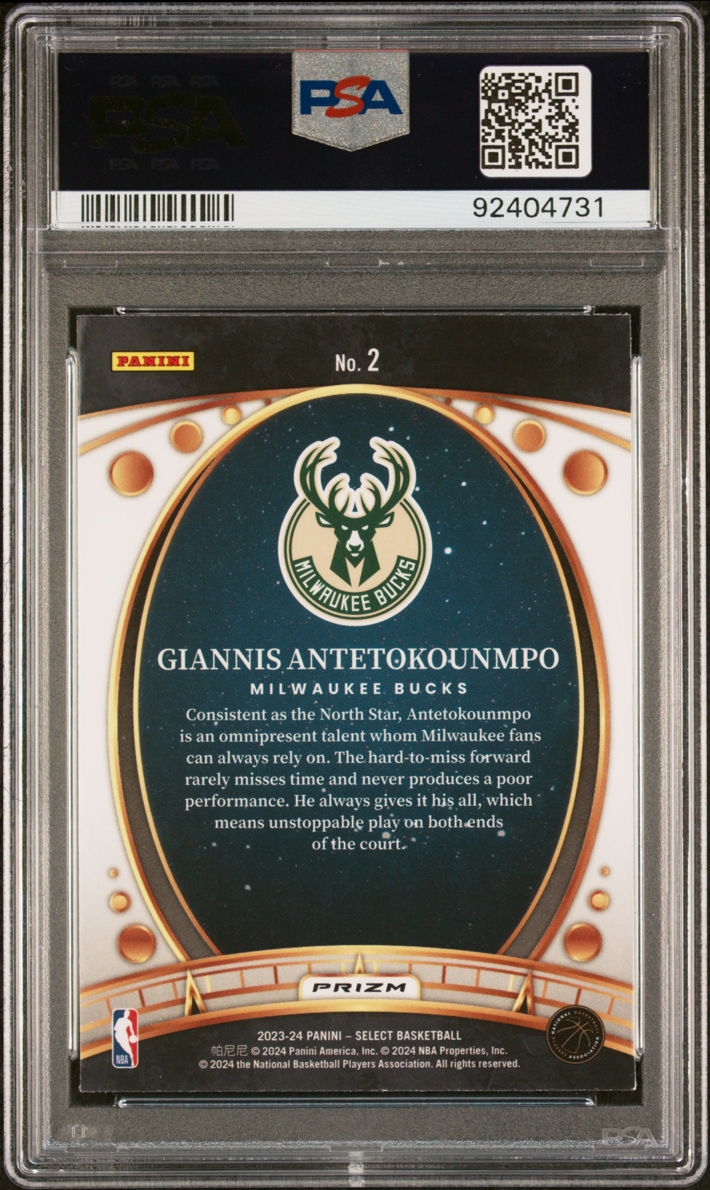 2023 Panini Select Lodestars Giannis Antetokounmpo #2 (Lodestars-Green Prizm) Gem Mt 10 back