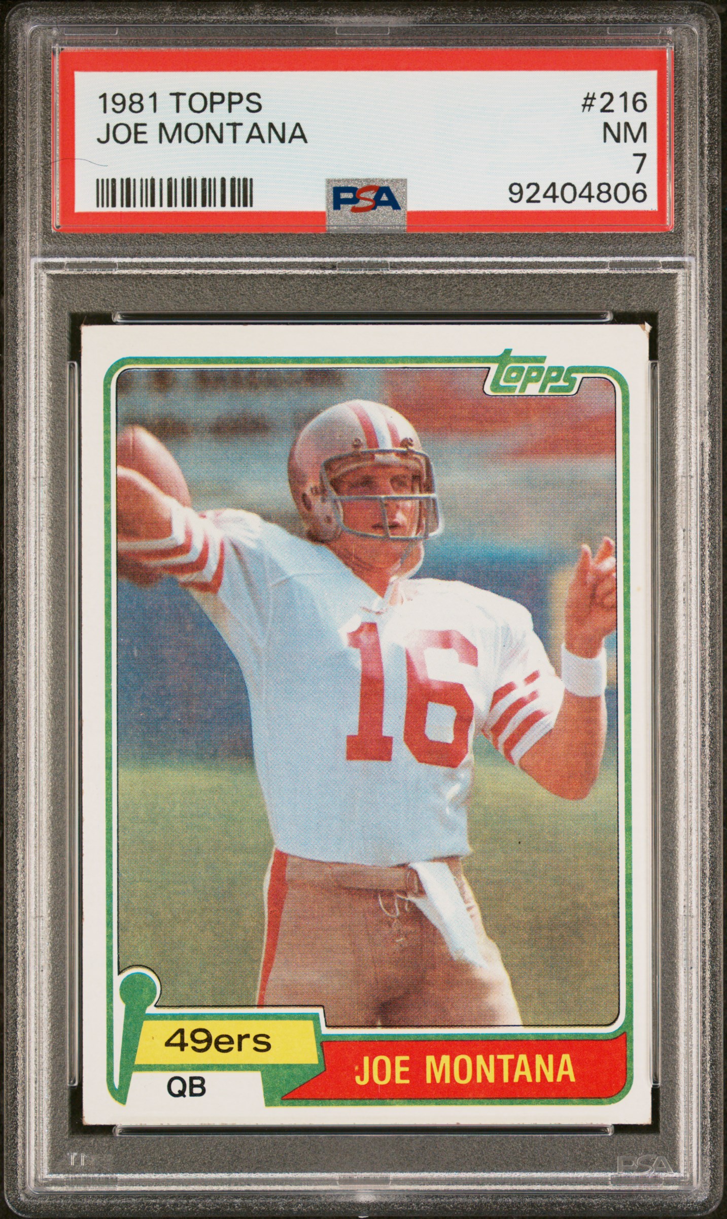 1981 Topps Joe Montana #216 Nm 7 front