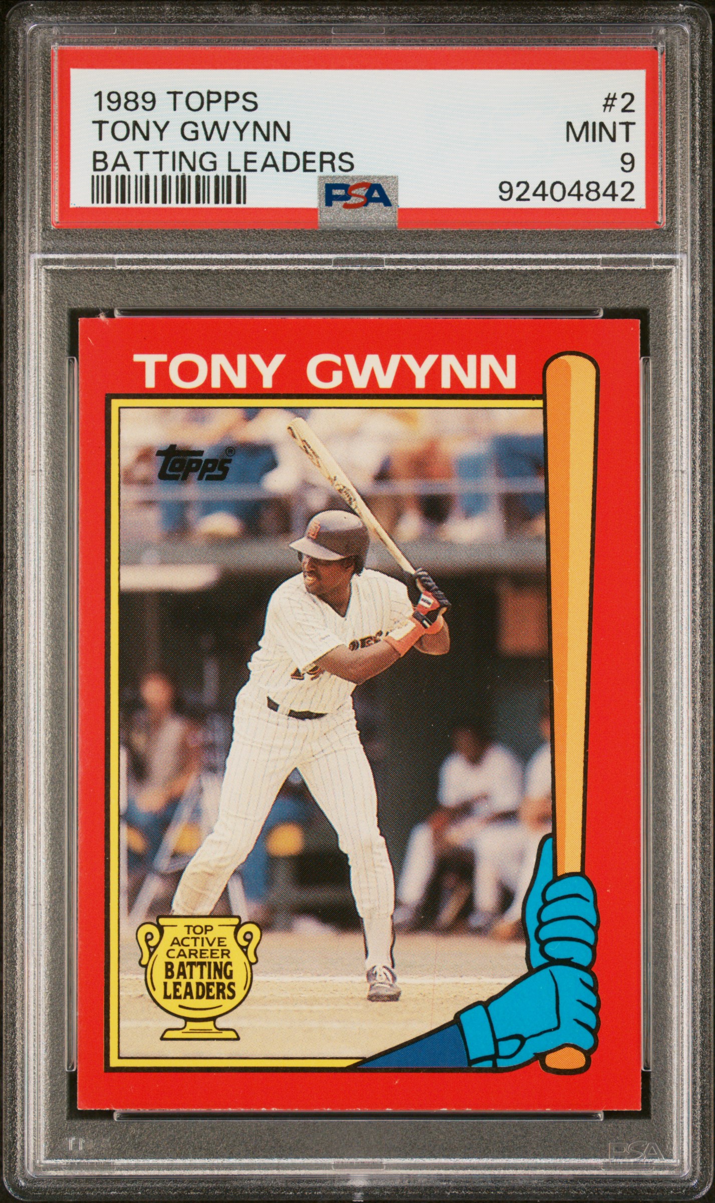 1989 Topps Batting Leaders Tony Gwynn #2 (Batting Leaders) Mint 9 front