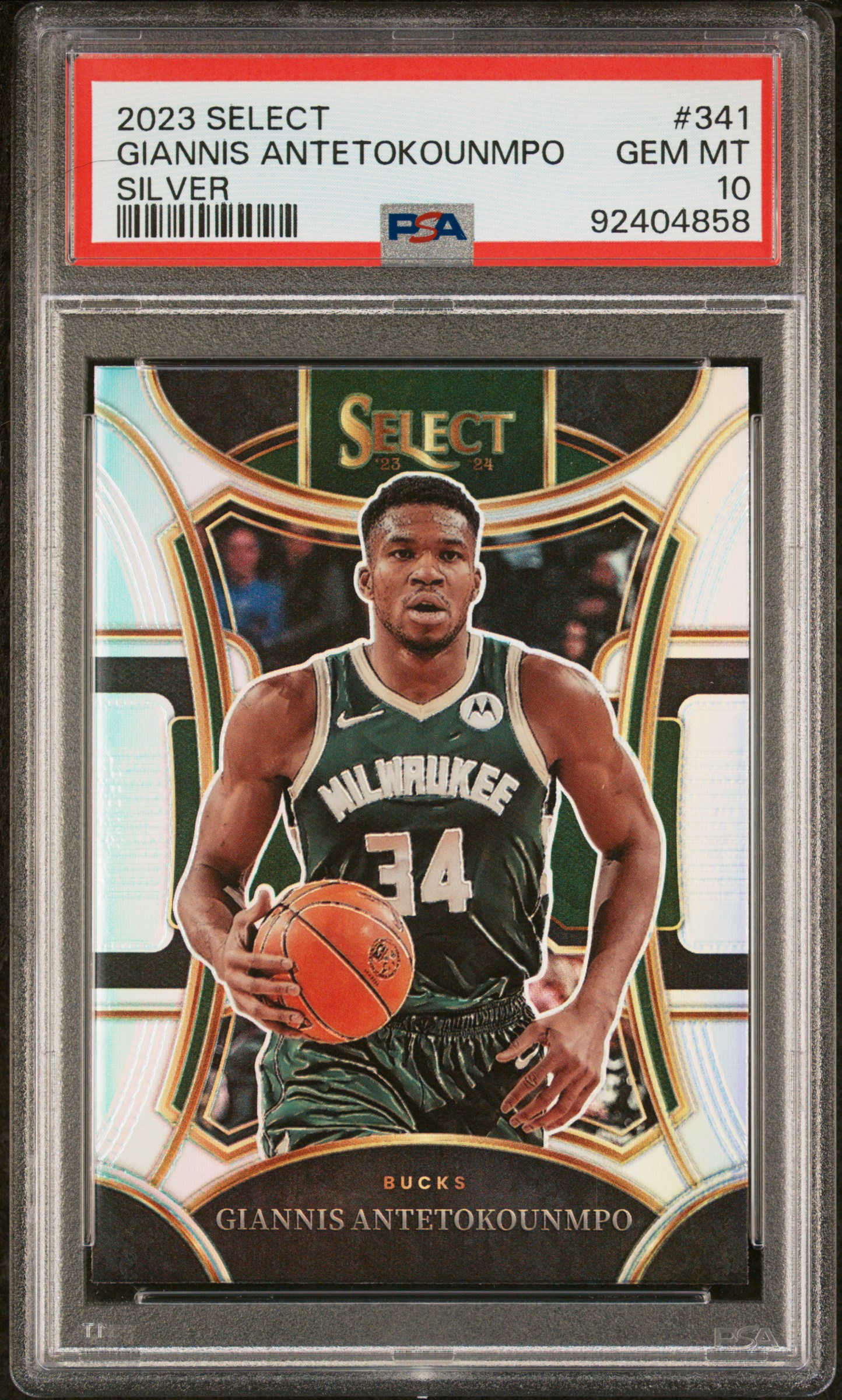 2023 Panini Select Giannis Antetokounmpo #341 (Silver Prizm) Gem Mt 10 front