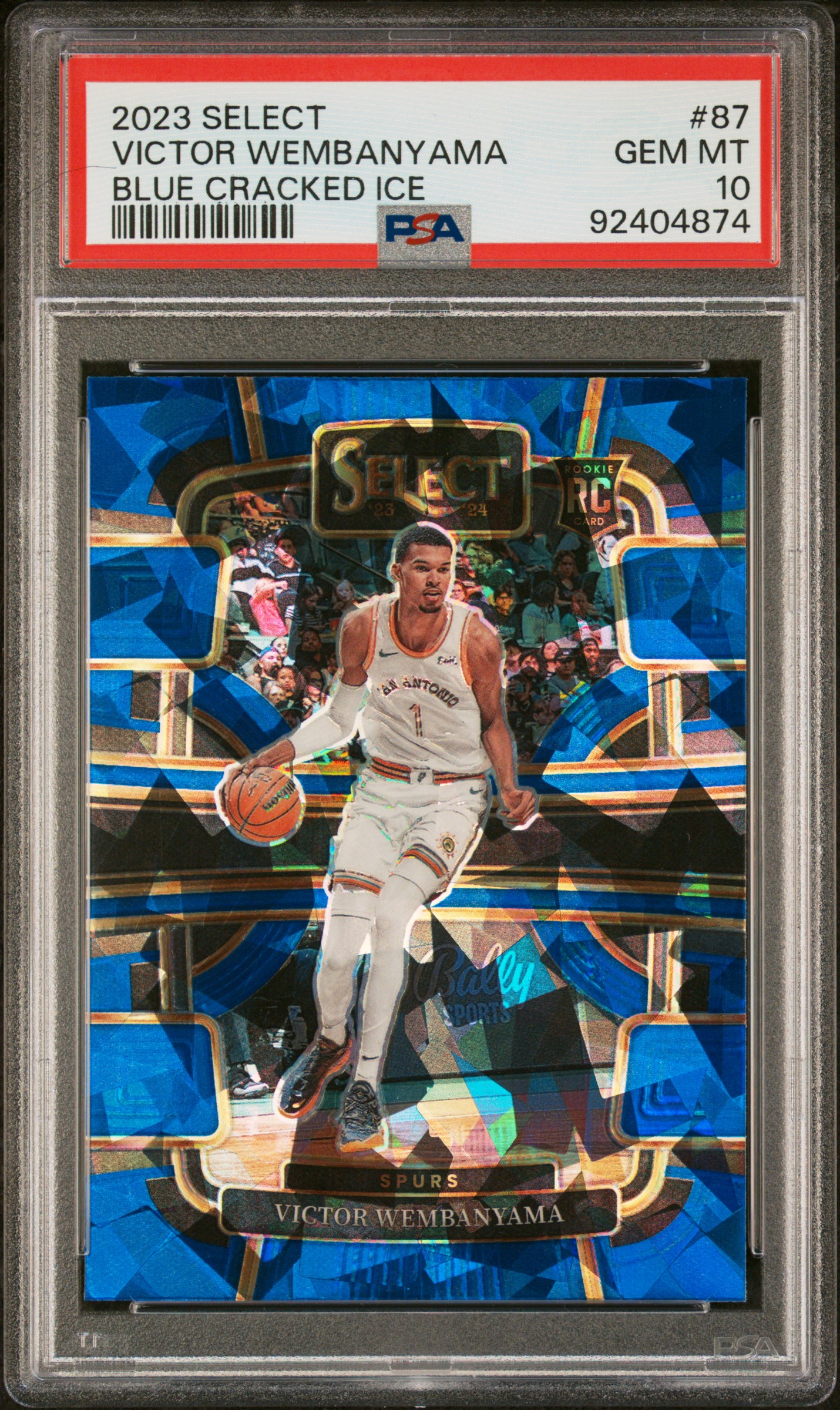 2023 Panini Select Victor Wembanyama #87 (Blue Cracked Ice) Gem Mt 10 front