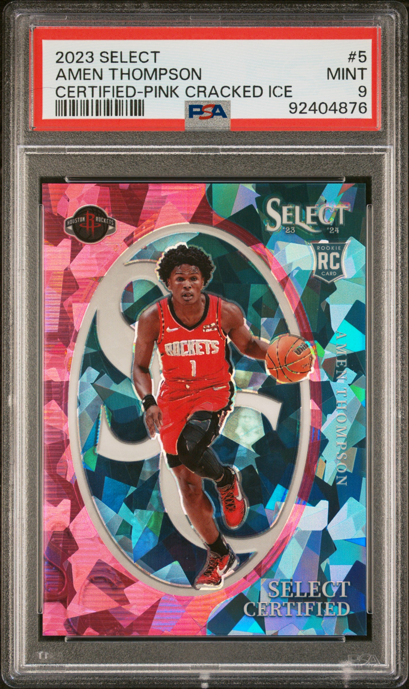 2023 Panini Select Select Certified Amen Thompson #5 (Certified-Pink Cracked Ice) Mint 9 front