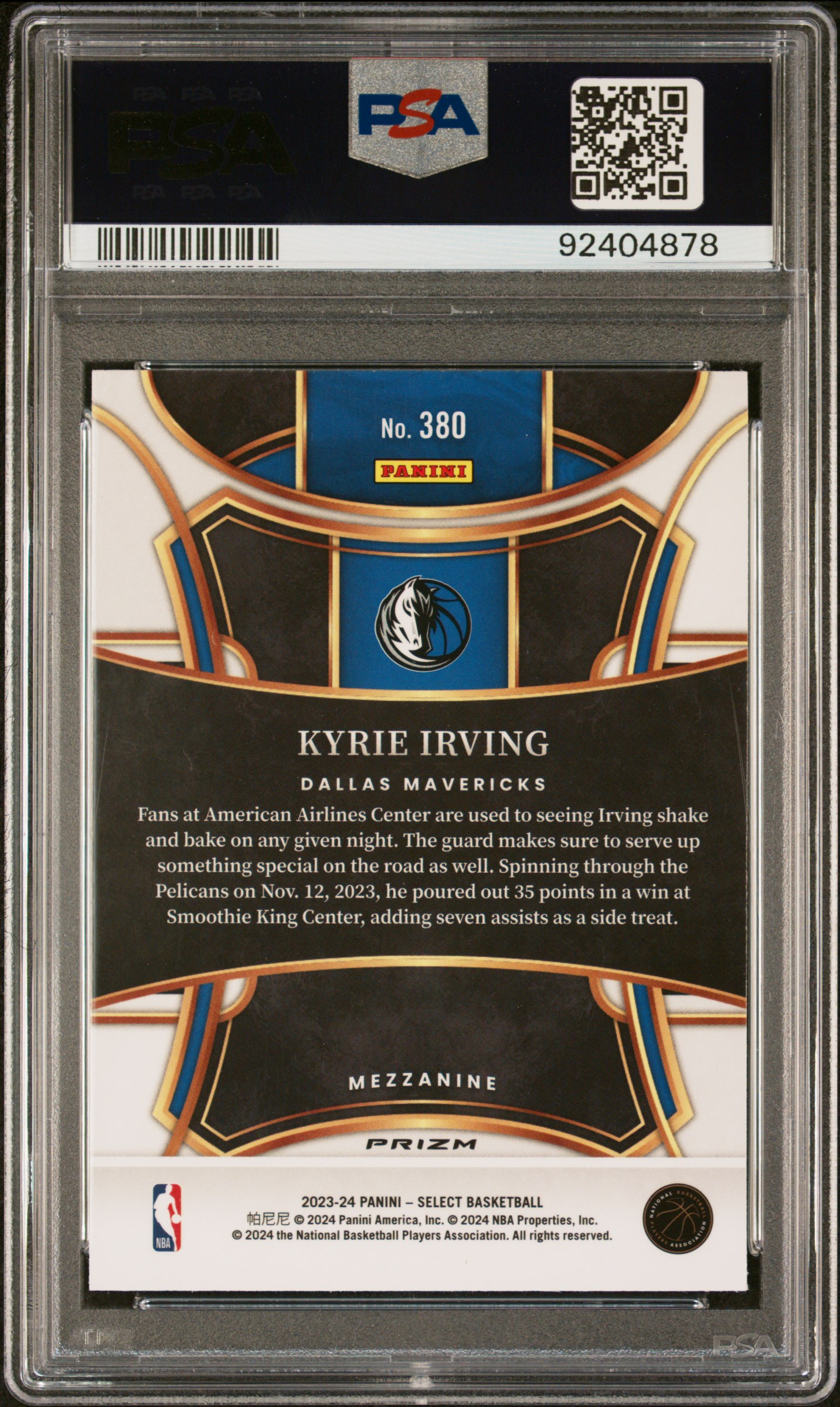 2023 Panini Select Kyrie Irving #380 (Elephant Prizm) Nm-Mt 8 back