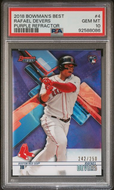 2018 Bowman Bowman's Best Purple Refractor #242 Rafael Devers front