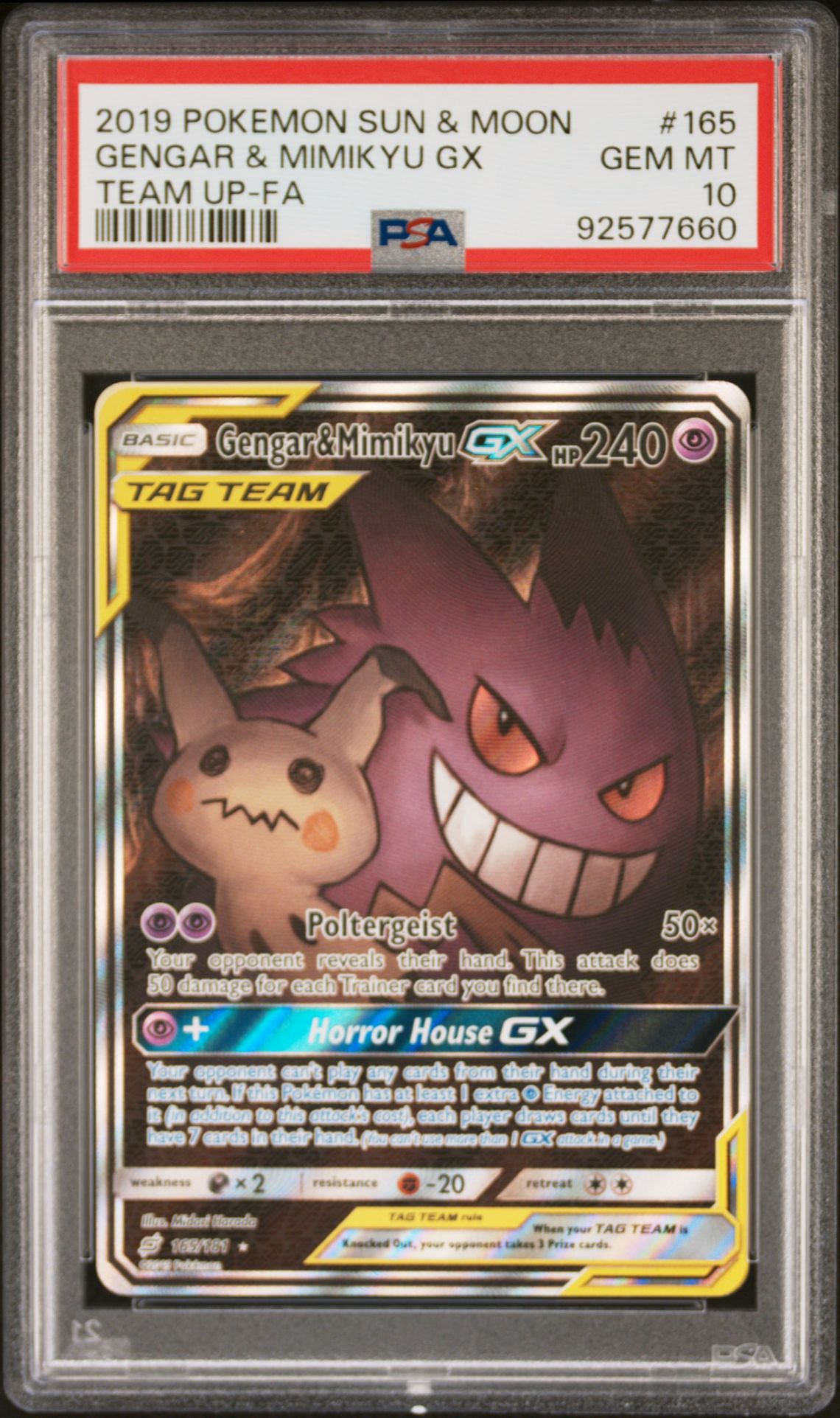 2019 Pokemon Team Up Teamup-Fa FA #165 Gengar & Mimikyu GX front