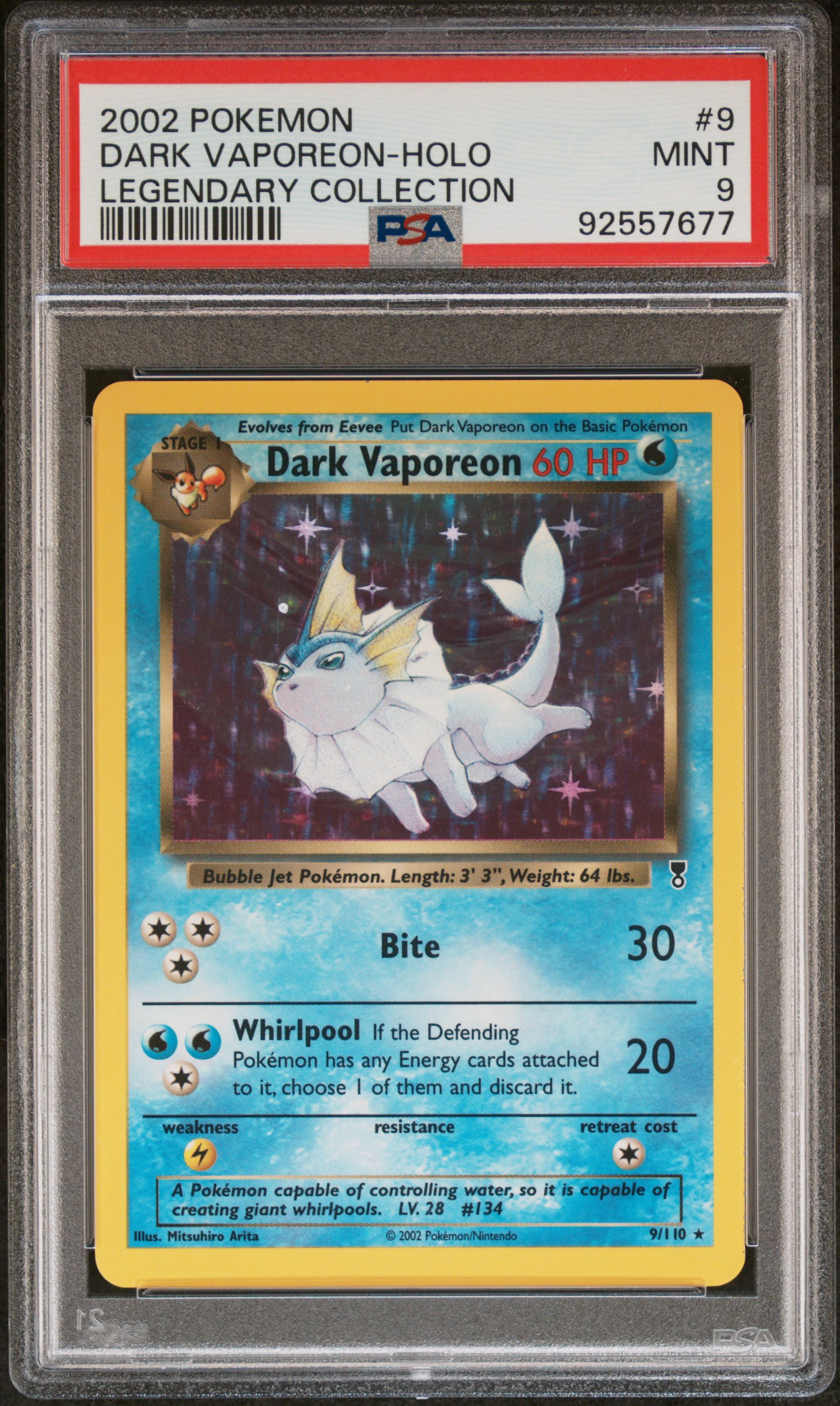 CheddarsCardTradingCo's 2002 Pokemon Legendary Collection Dark Vaporeon-Holo Legendary Collection #9 PSA 9 | Card Ladder CheddarsCardTradingCo's 2002 Pokemon Legendary Collection Dark Vaporeon-Holo Legendary Collection #9 PSA 9 | Card Ladder