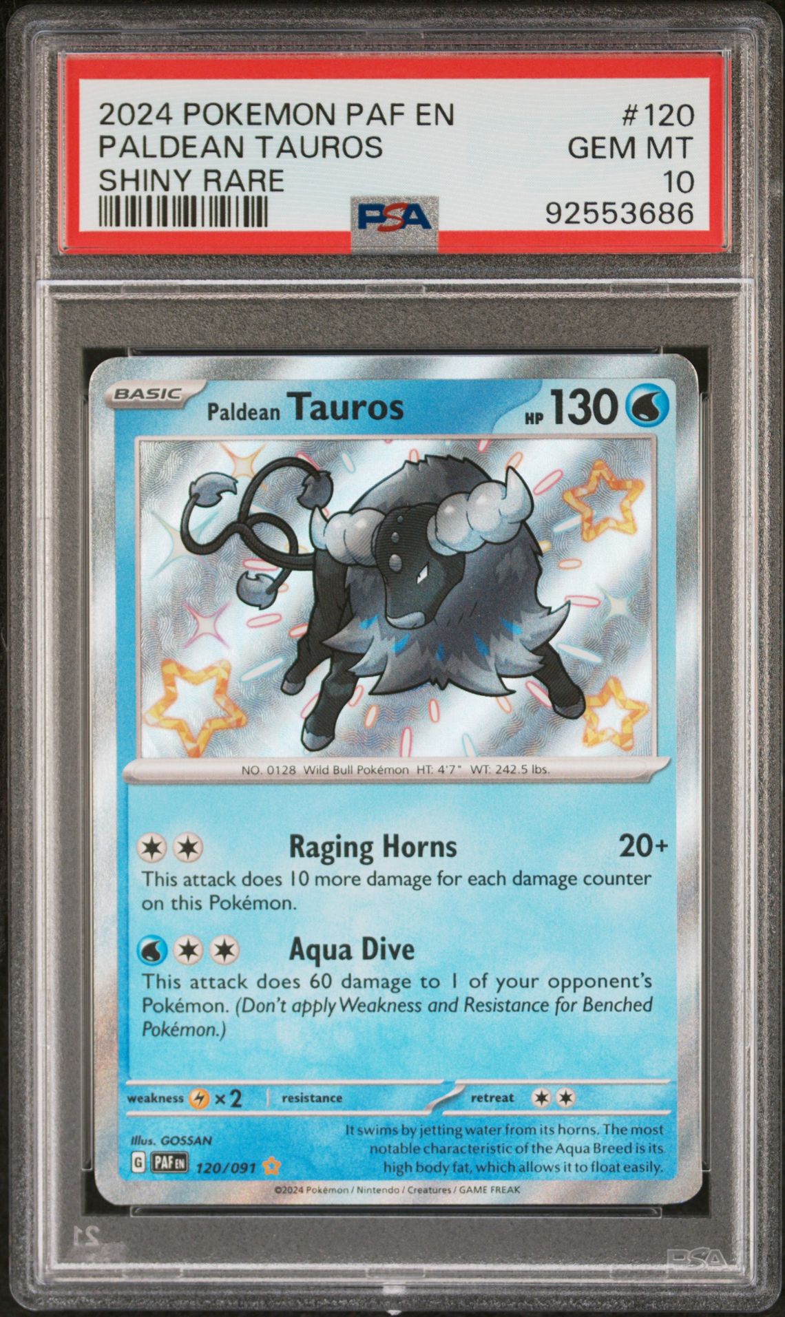 2024 Pokemon POKEMON PAF EN-PALDEAN FATES SHINY RARE #120 Paldean Tauros front