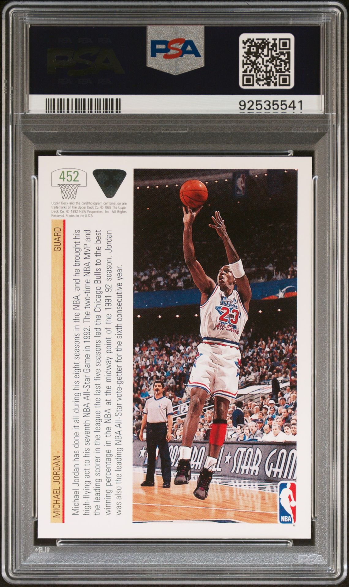 1991 Upper Deck Michael Jordan #452 Gem Mt 10 back