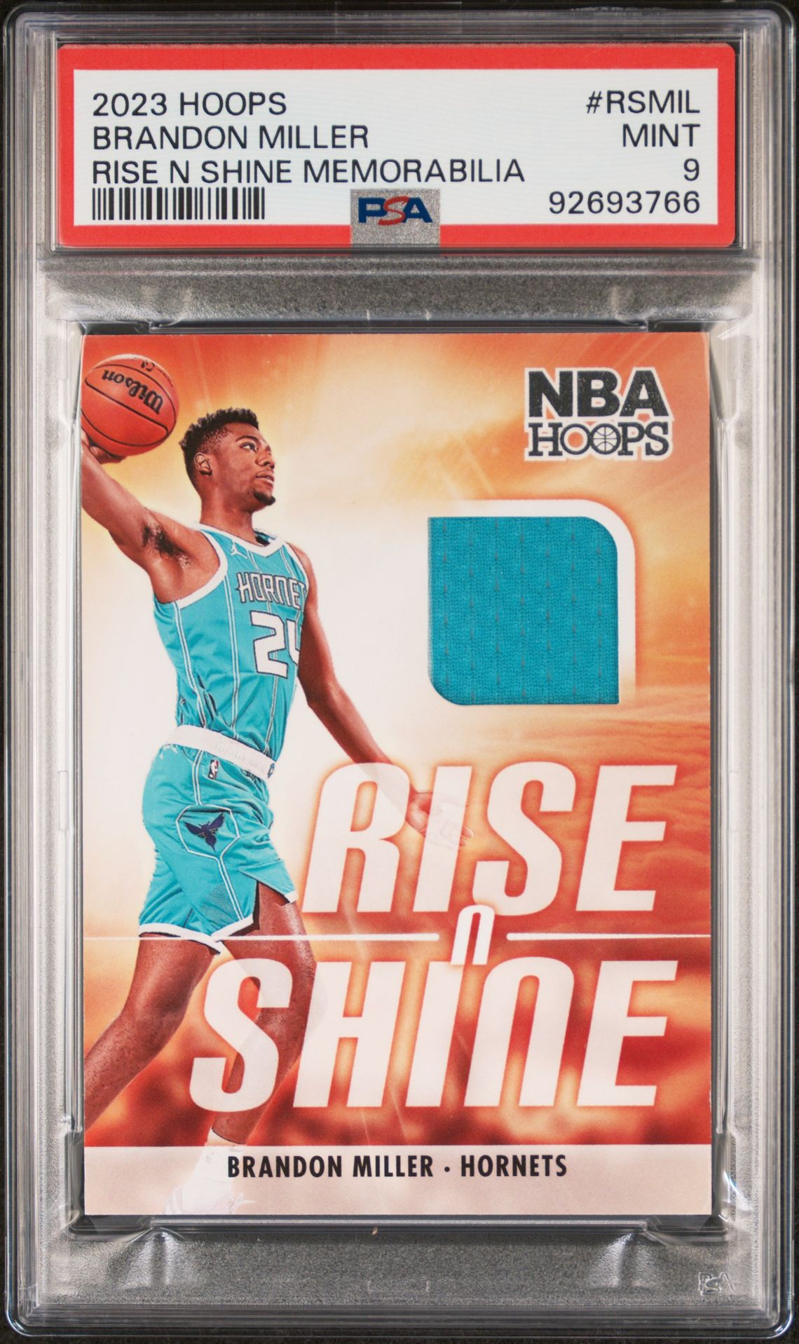 2023 Panini PANINI NBA HOOPS RISE N SHINE MEMORABILIA #RSMIL Brandon Miller front