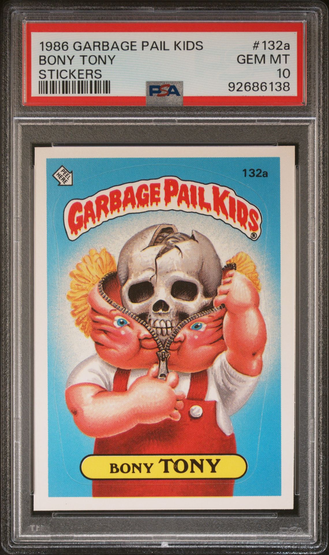 1986 Topps Garbage Pail Kids #132A Bony Tony front