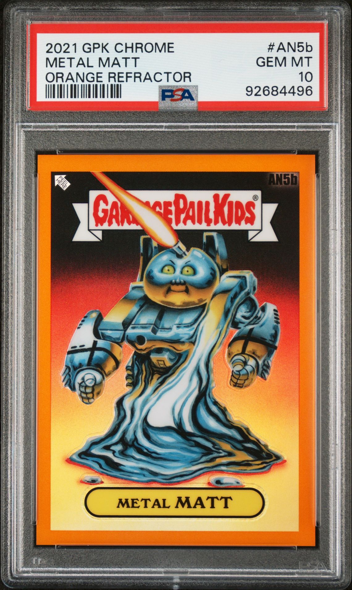 2021 Topps GARBAGE PAIL KIDS CHROME Orange Refractor #AN5B Metal Matt front