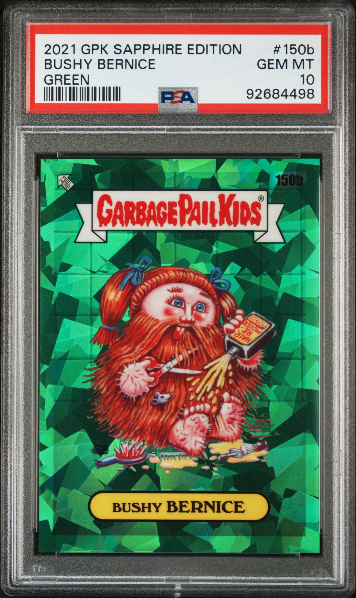 2021 Topps GARBAGE PAIL KIDS SAPPHIRE EDITION GREEN #150B Bushy Bernice front