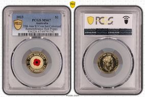 2023 $2 35th Ann $2 Coin Set Colorized Remembrance Red Poppy MS67