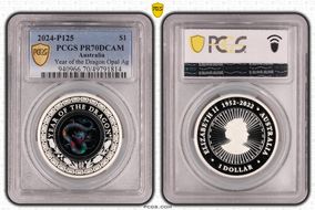2024-P125 $1 Year of the Dragon Opal Ag PR70DCAM