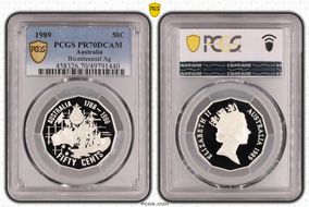 1989 50C Bicentennial Ag PR70DCAM
