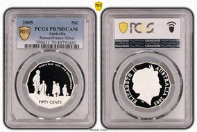 2005 50C Remembrance Silver PR70DCAM