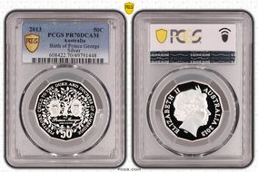 2013 50C Birth of Prince George Ag PR70DCAM