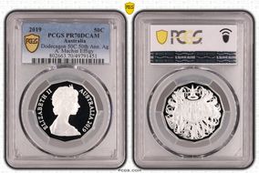 2019 50C Dodecagon 50C 50th Ann. Ag A. Machin Effigy PR70DCAM