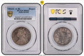 1862(C or B) Rupee MS62