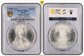 "1780"-S.F. Thaler Modern Restrike (1853-Present) MS65