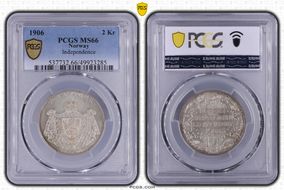 1906 2 Kr Independence KM-363  Ag MS66