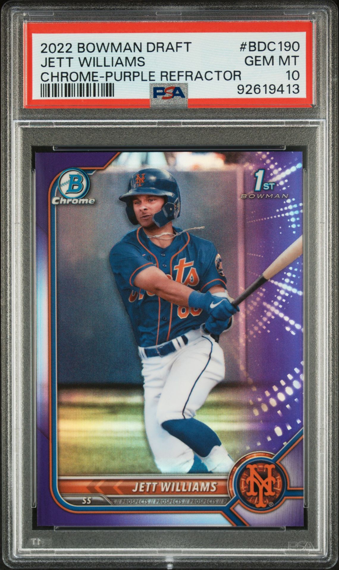 2022 Bowman BOWMAN DRAFT CHROME-PURPLE REFRACTOR #BDC190 Jett Williams front