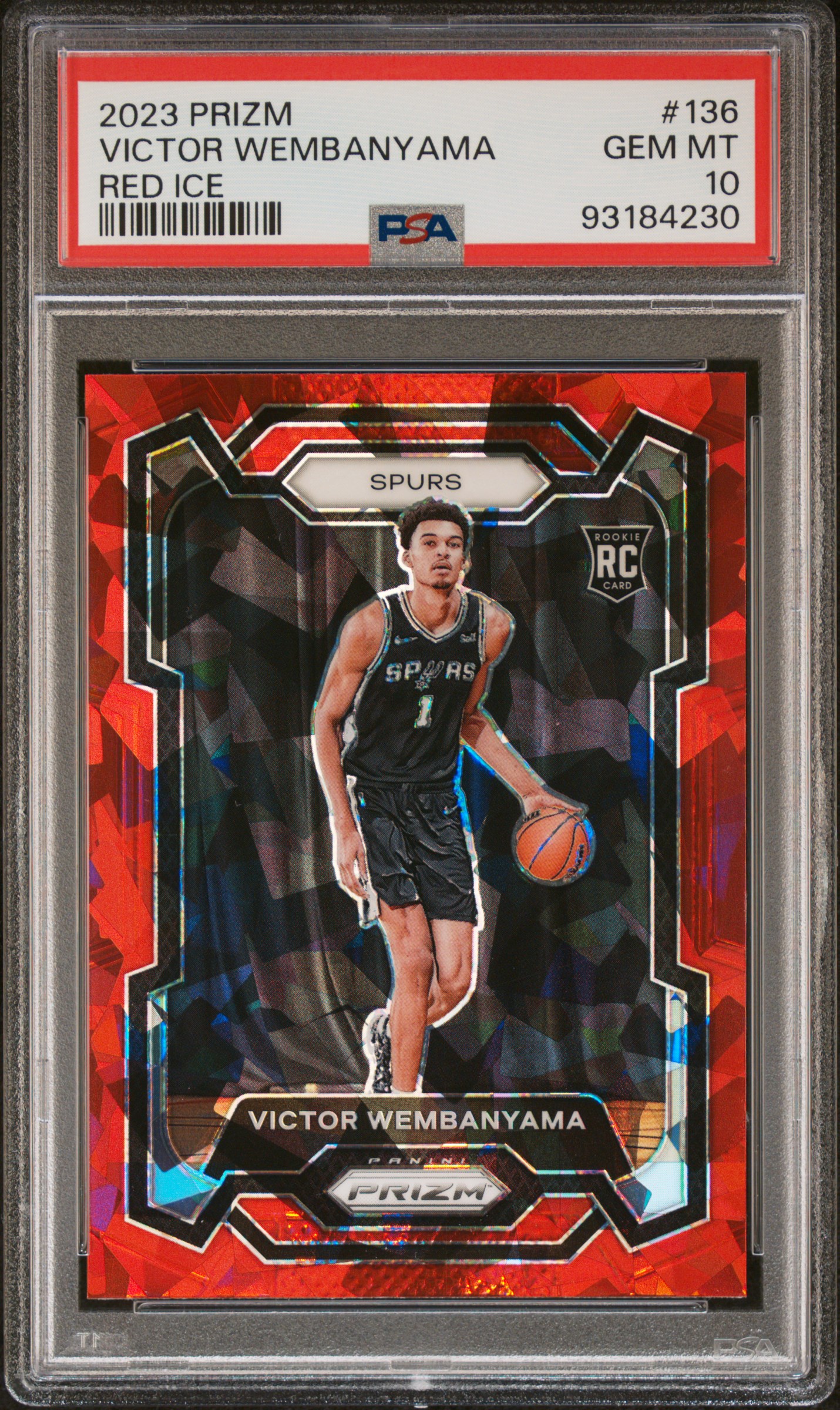2023 Panini Prizm Victor Wembanyama #136 (Red Ice) Gem Mt 10 front