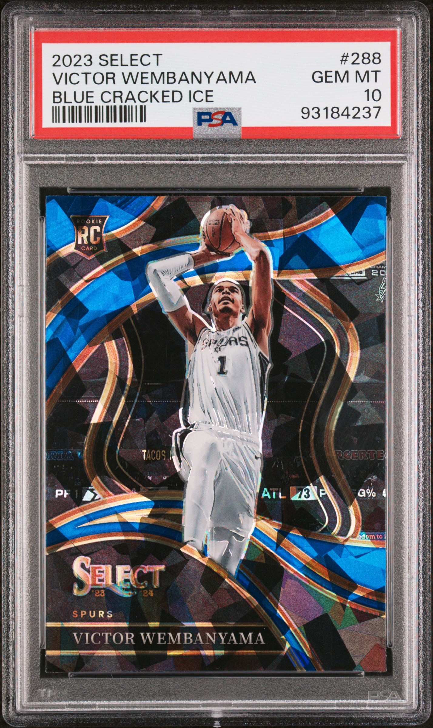 2023 Panini Select Victor Wembanyama #288 (Blue Cracked Ice) Gem Mt 10 front