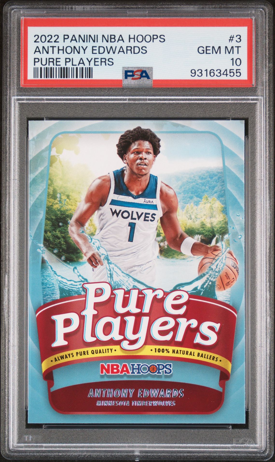 2022 Panini Nba Hoops Pure Players Anthony Edwards #3 (Pure Players) Gem Mt 10 front