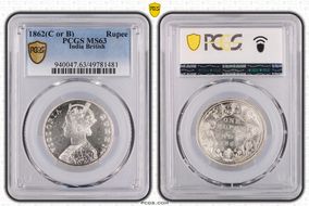 1862(C or B) Rupee MS63