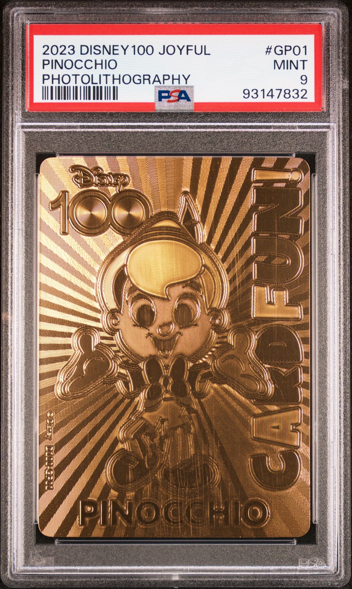 2023 Card.fun Disney100 Joyful Photolithography Pinocchio #Gp01 (Photolithography) Mint 9 front